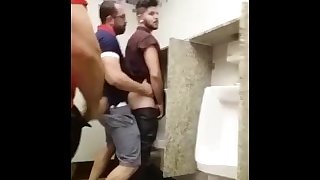 Cruising for sex and breeding a slut at a urinal while being watched