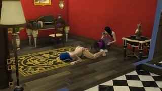 Sims 4 Wicked Whims 2 girls one dildo machine