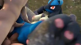 Pokemon Lucario gets Double Penetrated by Humans!