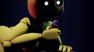 Toy Chica strokes dick and fucks it