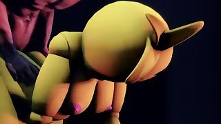 Toy Chica strokes dick and fucks it
