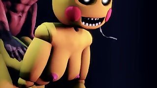 Toy Chica strokes dick and fucks it