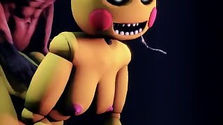 Toy Chica strokes dick and fucks it