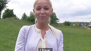 PublicAgent Blonde with big boobs has outdoor sex in public