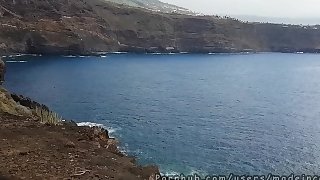 Public blowjob with amazing massive cumshot. Made in Canarias