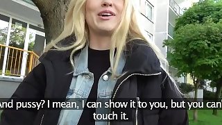 Public Agent Hot blonde student fucked doggy style in forest for cash